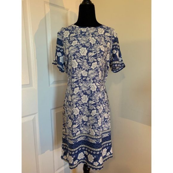 Boho Blue Floral Print Dress - Picture 6 of 7